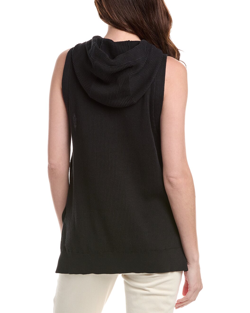 BRUNELLO CUCINELLI WOMEN'S BLACK SLEEVELESS HOODED SWEATER