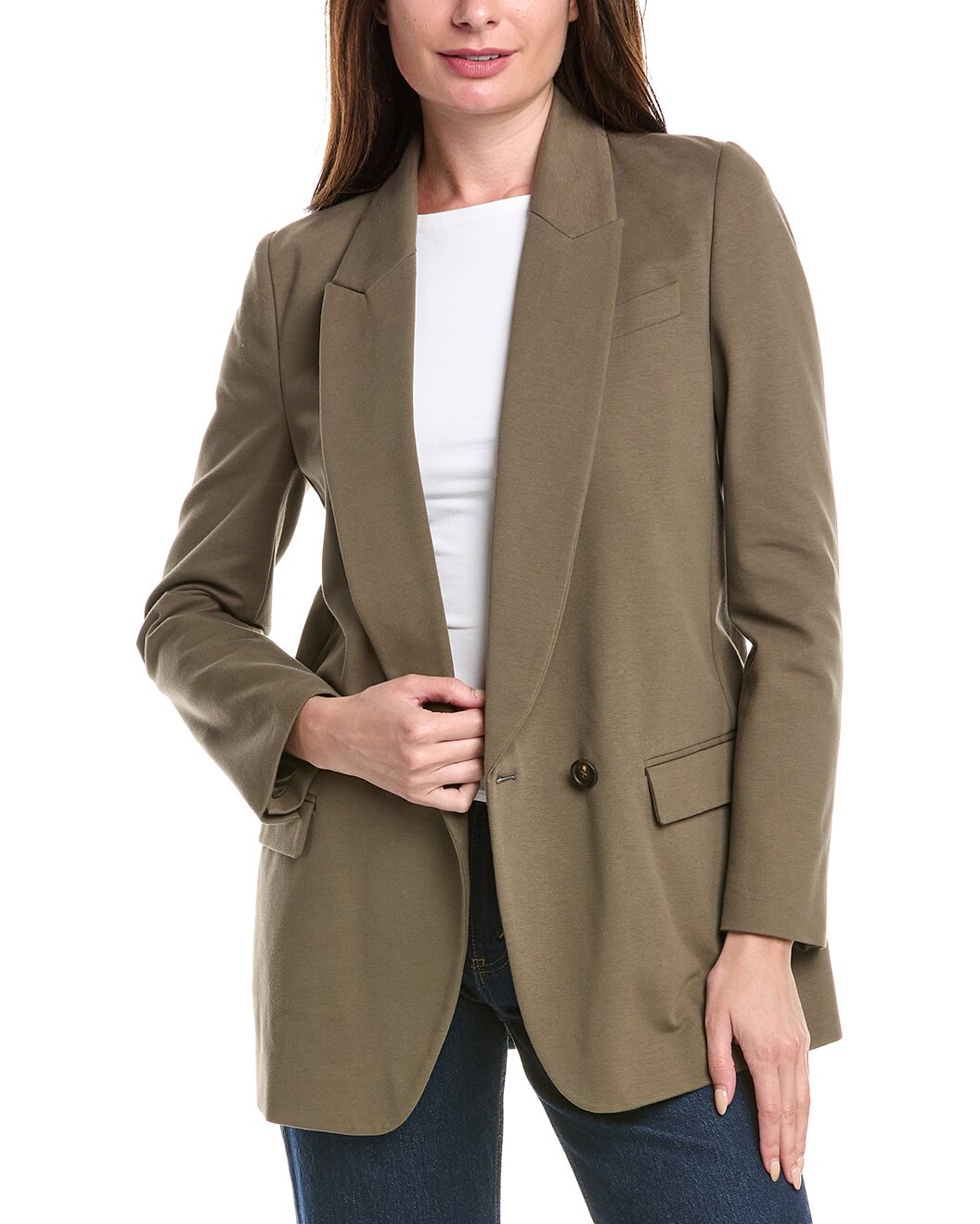 BRUNELLO CUCINELLI WOMEN'S MILITARY GREEN DECONSTRUCTED BLAZER