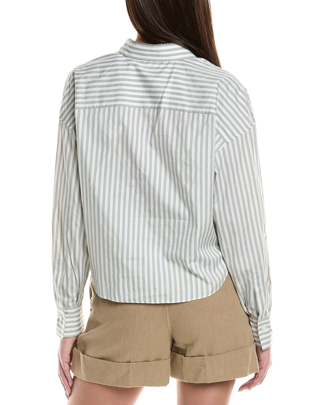 BRUNELLO CUCINELLI WOMEN'S LIGHT GREEN STRIPED SHIRT