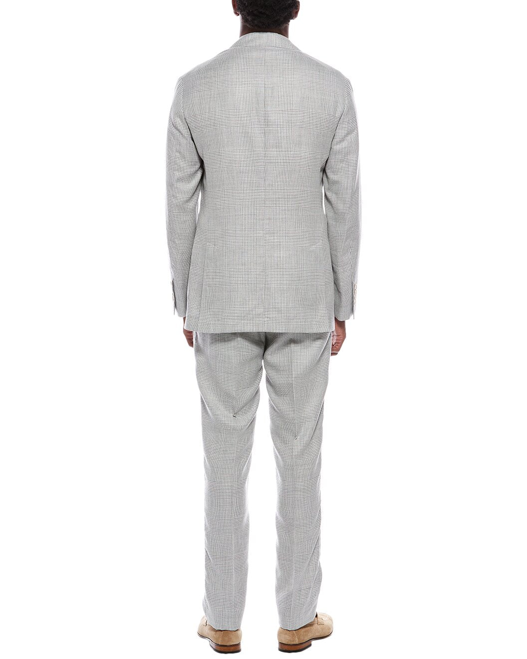 BRUNELLO CUCINELLI MEN'S LIGHT GREY WOOL LINEN SUIT