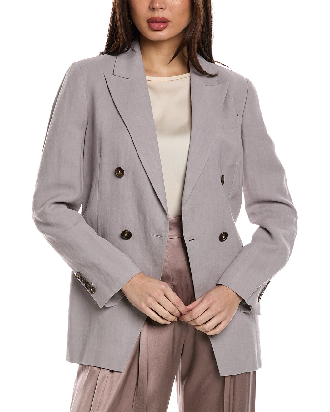 BRUNELLO CUCINELLI WOMEN'S LIGHT PURPLE LINEN BLAZER