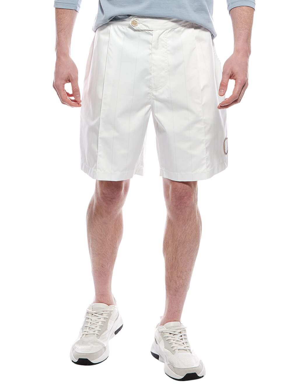 BRUNELLO CUCINELLI MEN'S WHITE TAILORED PLEATED SHORTS