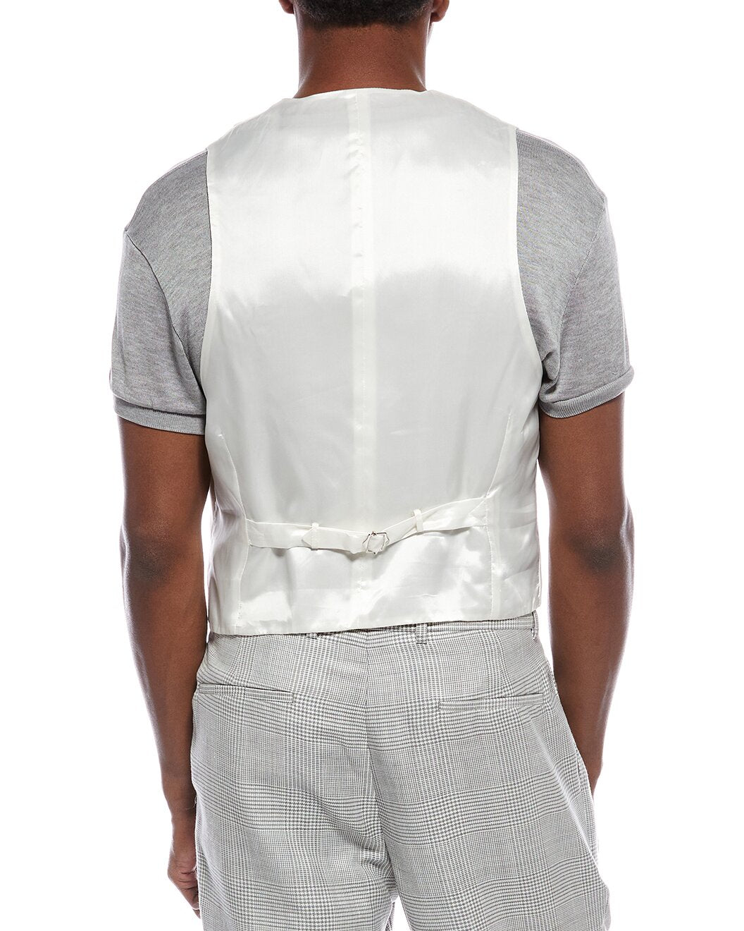 BRUNELLO CUCINELLI MEN'S OFF WHITE SILK SHAWL VEST