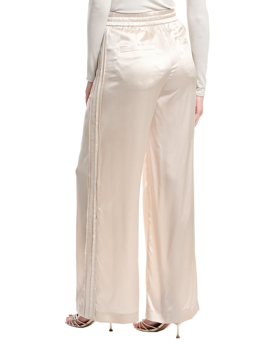 BRUNELLO CUCINELLI WOMEN'S IVORY WIDE LEG TROUSERS