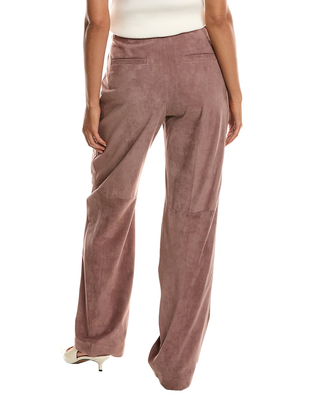 BRUNELLO CUCINELLI WOMEN'S OLD PINK WIDE-LEG LEATHER TROUSERS