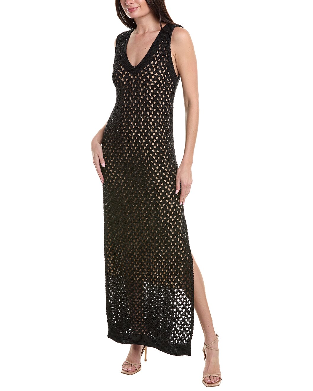 BRUNELLO CUCINELLI WOMEN'S BLACK LINEN SILK MAXI DRESS