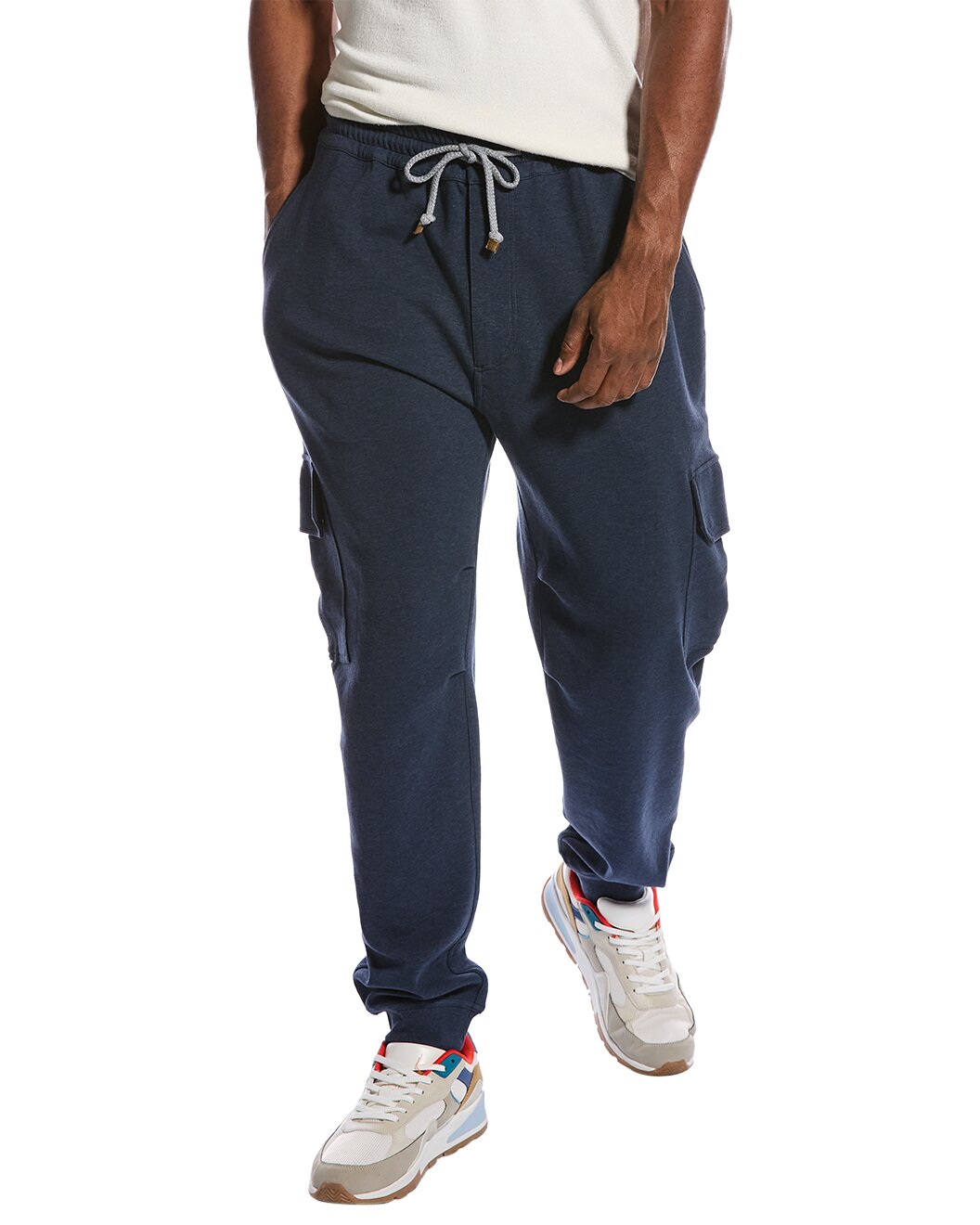 BRUNELLO CUCINELLI MEN'S NAVY CARGO SWEATPANTS