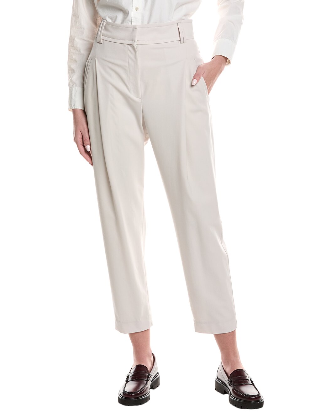 BRUNELLO CUCINELLI WOMEN'S SNOW WHITE PLEATED TROUSERS