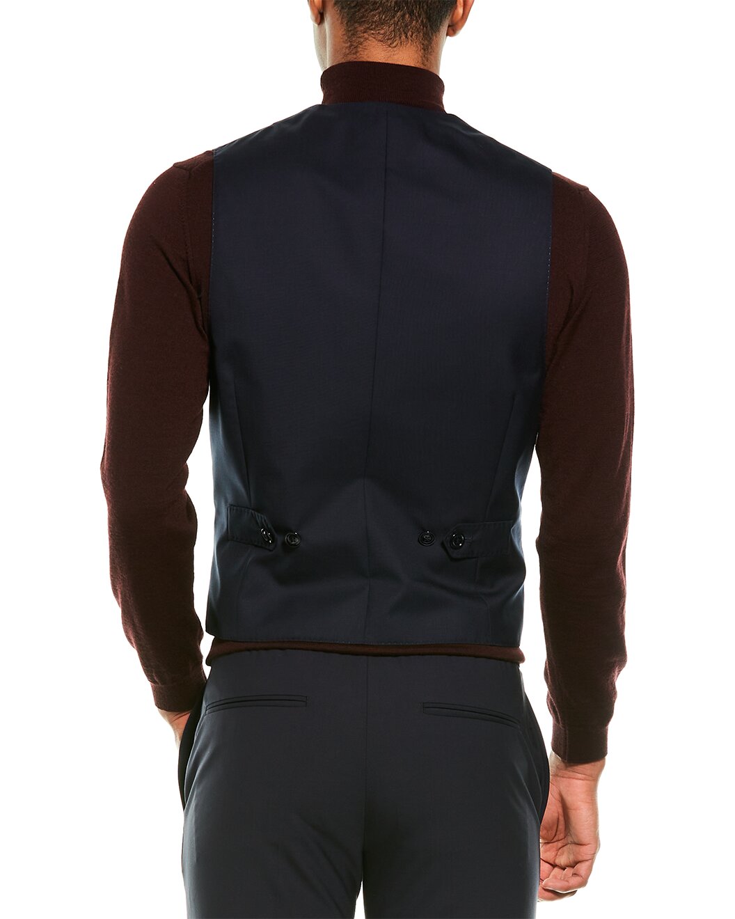 BRUNELLO CUCINELLI MEN'S NAVY WOOL SILK DOUBLE BREASTED VEST