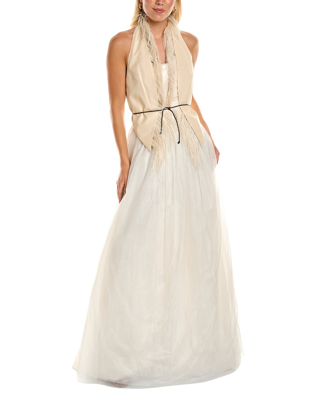 BRUNELLO CUCINELLI WOMEN'S LIGHT BEIGE HALTER DRESS