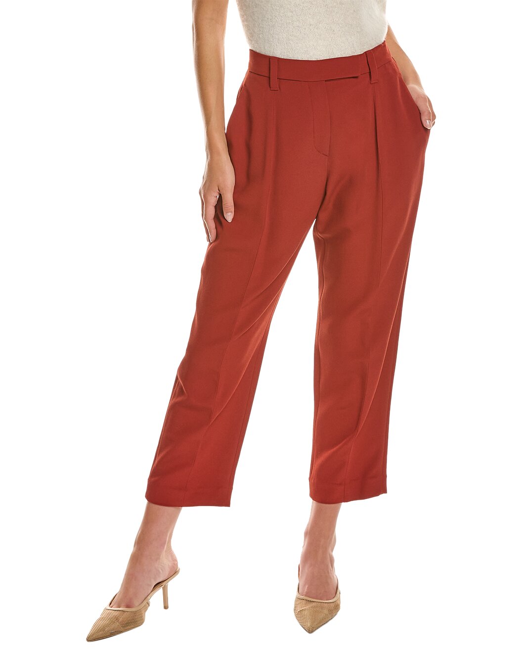 BRUNELLO CUCINELLI WOMEN'S RUST TAPERED HIGH WAIST TROUSERS