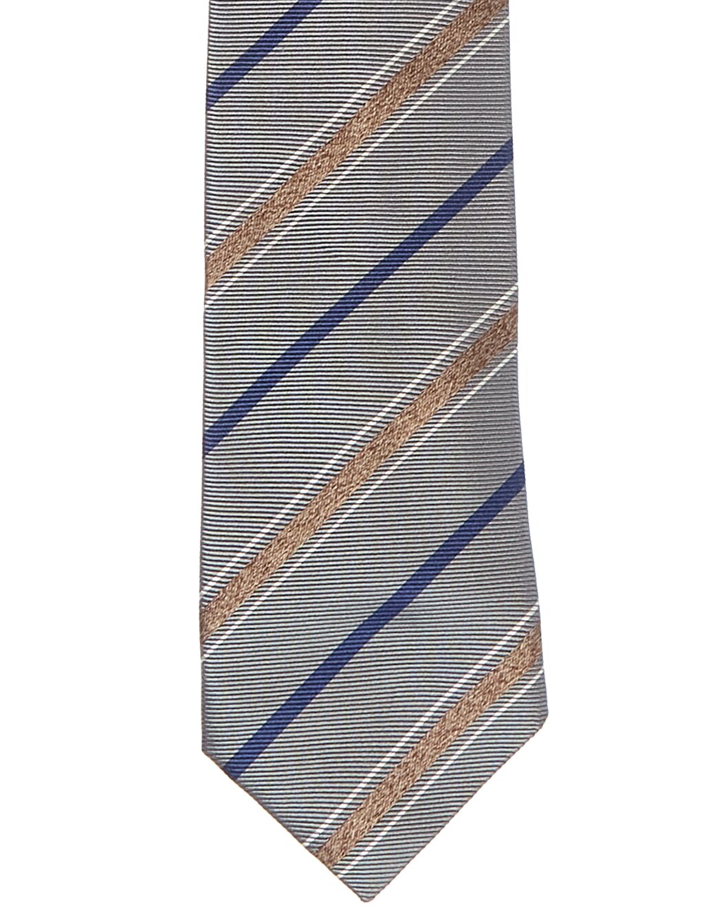 BRUNELLO CUCINELLI MEN'S GREY STRIPED SILK TIE