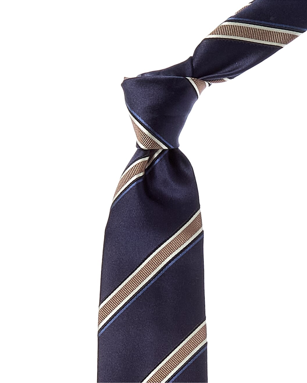 BRUNELLO CUCINELLI MEN'S NAVY SILK COTTON STRIPED TIE