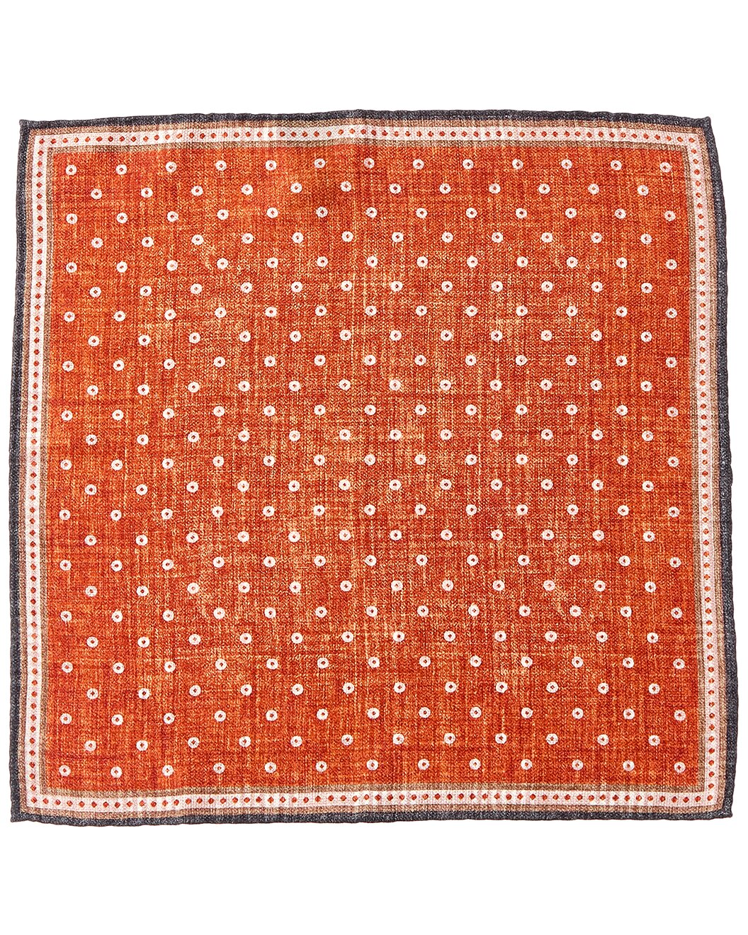 BRUNELLO CUCINELLI MEN'S CARROT SILK PATTERNED POCKET SQUARE
