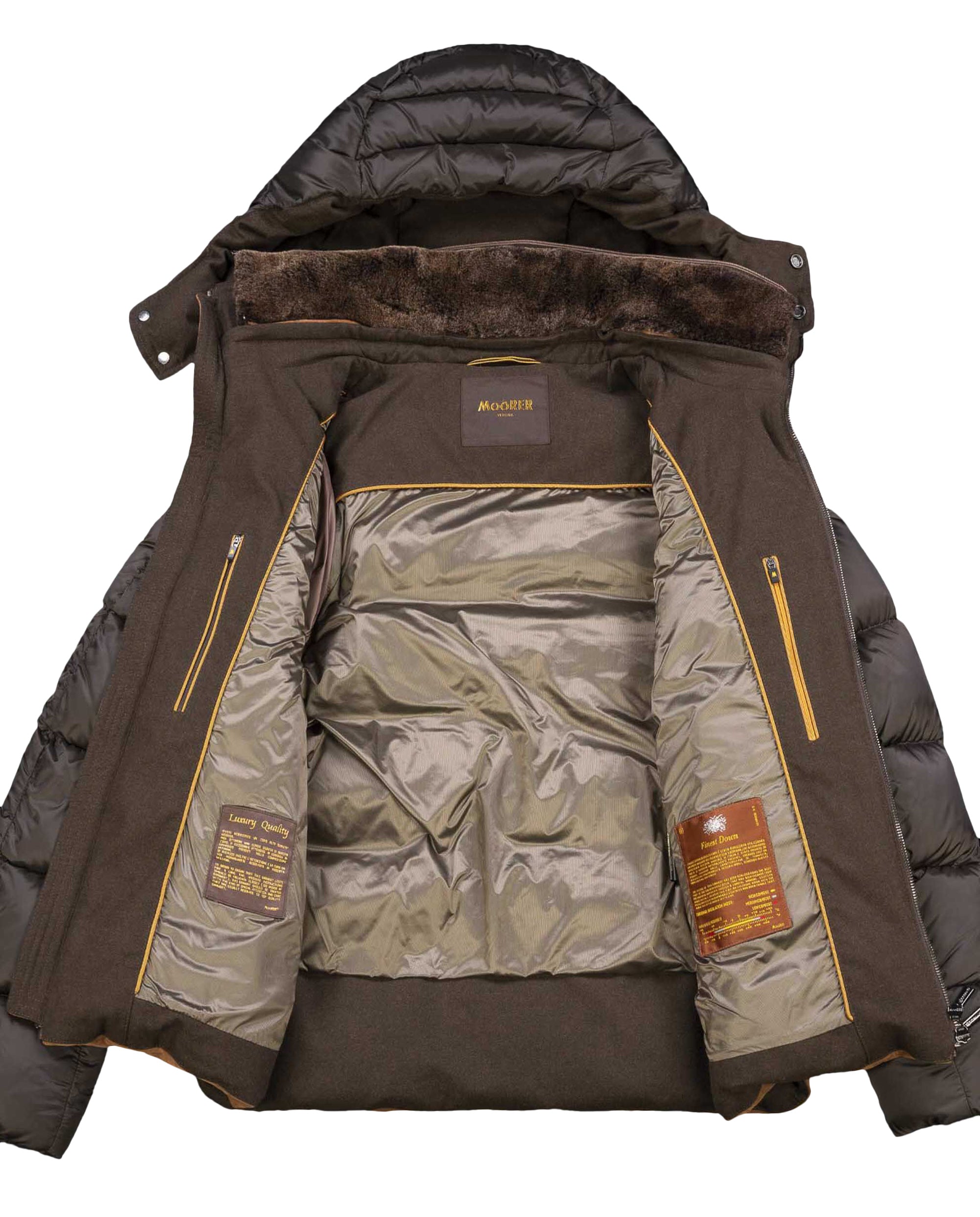 MOORER MEN'S BROWN SUEDE PADDED JACKET