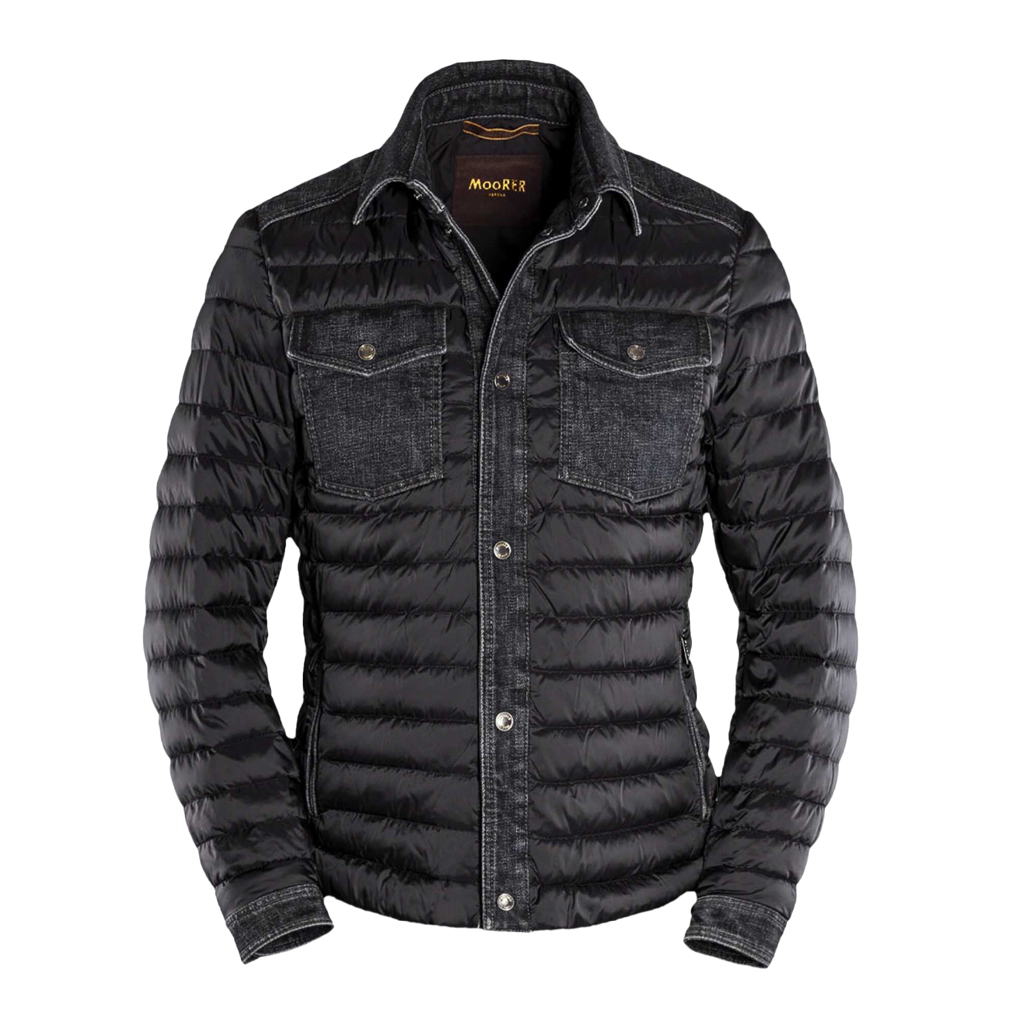MOORER MEN'S BLACK MIXED FABRIC JACKET