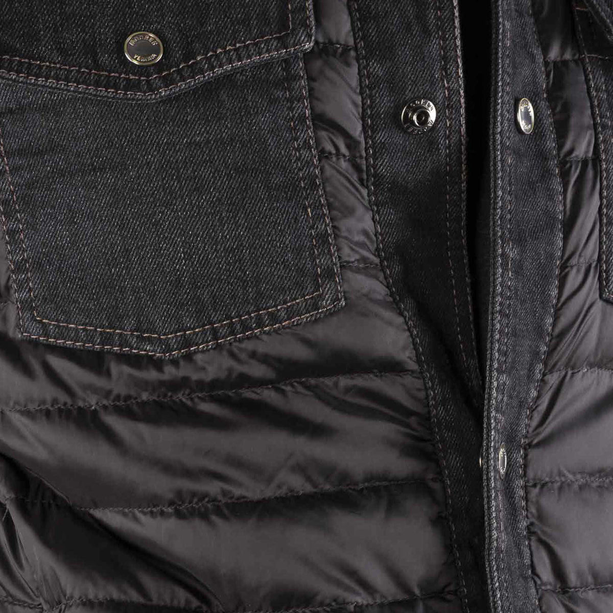 MOORER MEN'S BLACK MIXED FABRIC JACKET