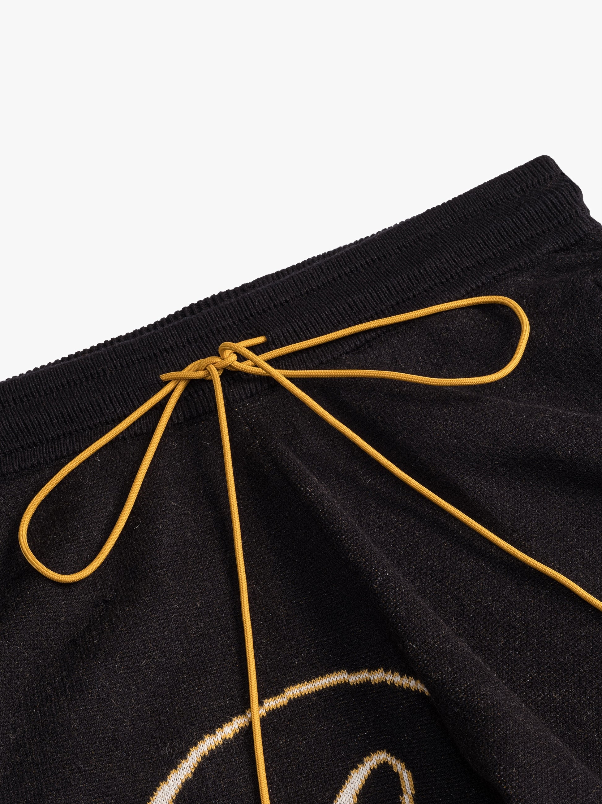 RHUDE MEN'S BLACK CASHMERE KNIT SCRIPT SHORTS