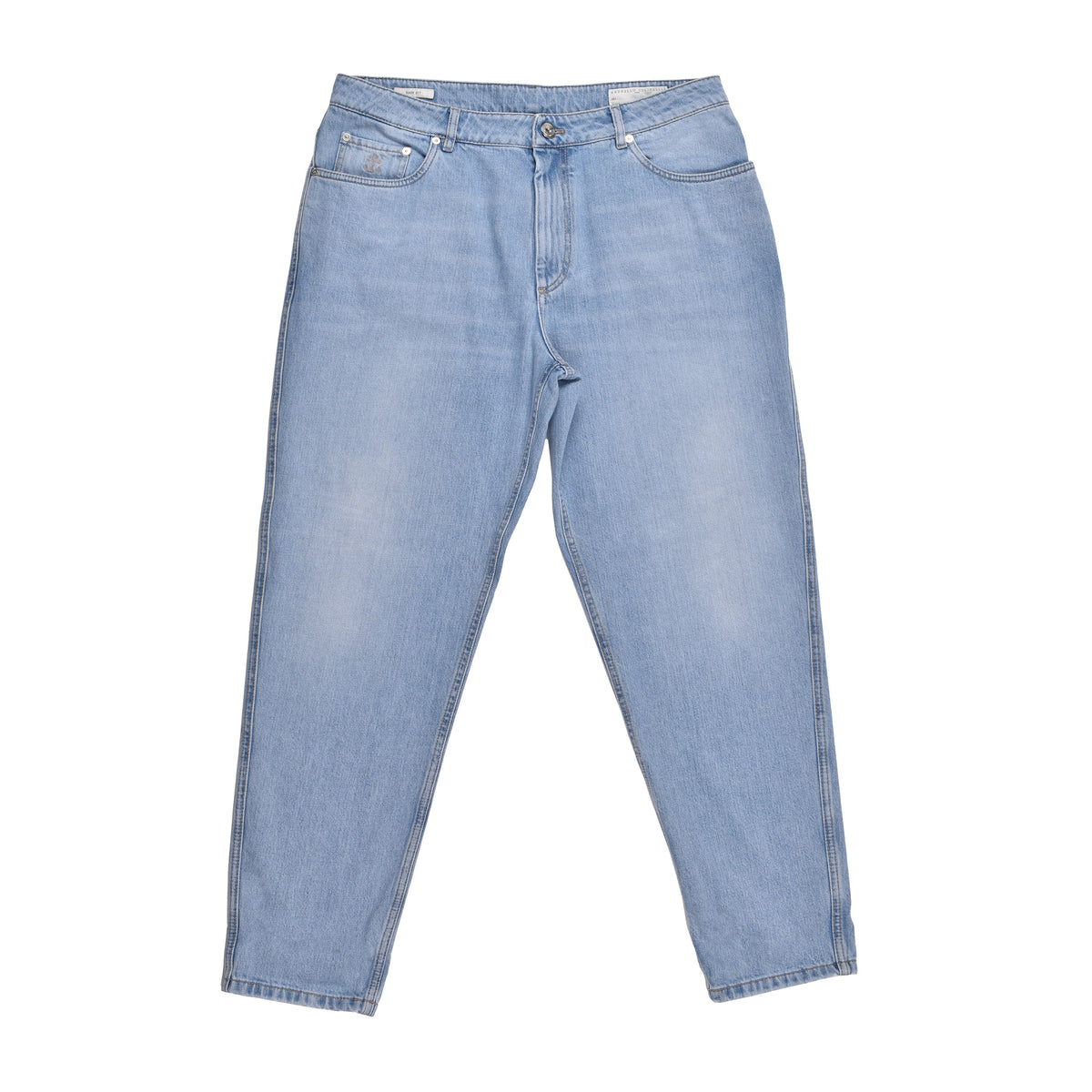 BRUNELLO CUCINELLI MEN'S LIGHT BLUE DENIM TROUSERS