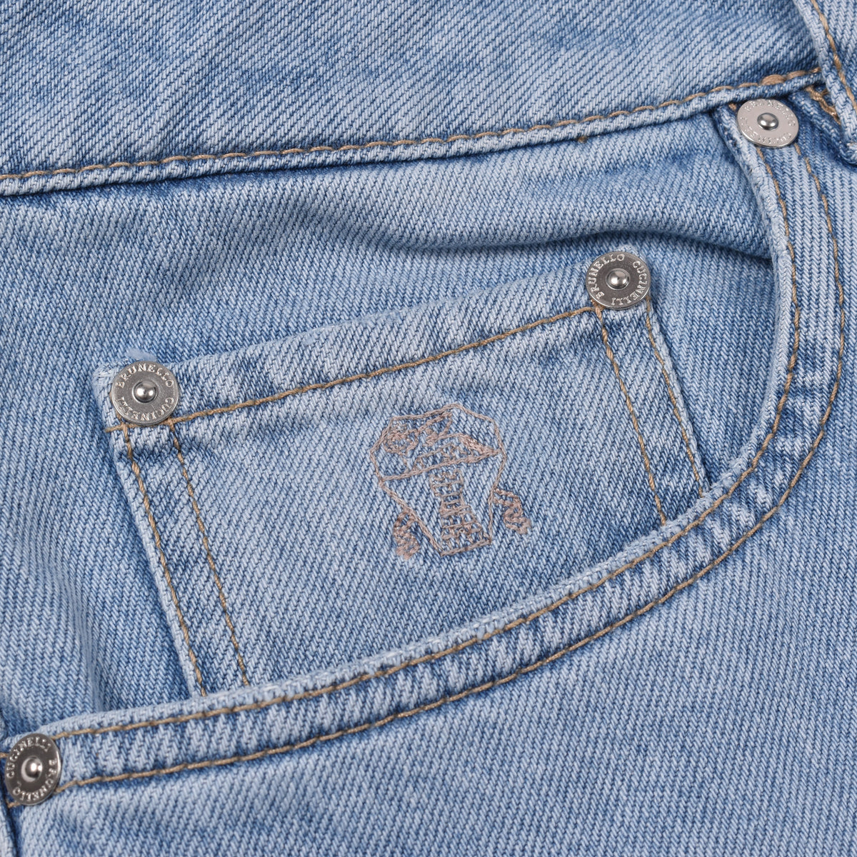 BRUNELLO CUCINELLI MEN'S LIGHT BLUE DENIM TROUSERS