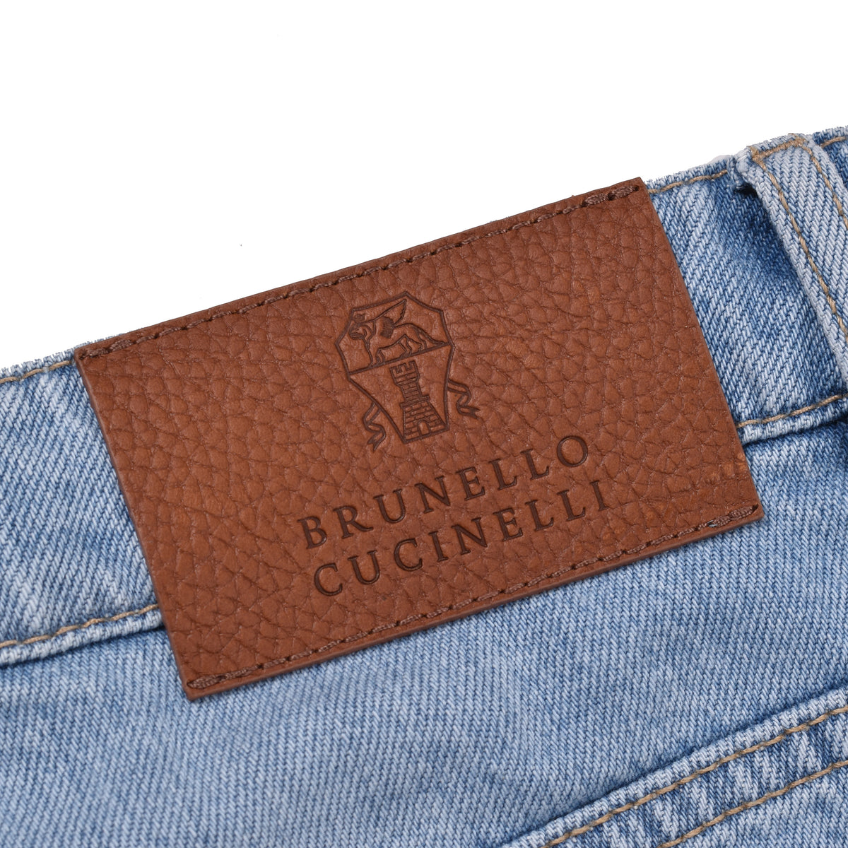 BRUNELLO CUCINELLI MEN'S LIGHT BLUE DENIM TROUSERS