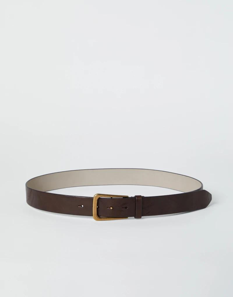 BRUNELLO CUCINELLI WOMEN'S BROWN LEATHER BELT WITH BUCKLE