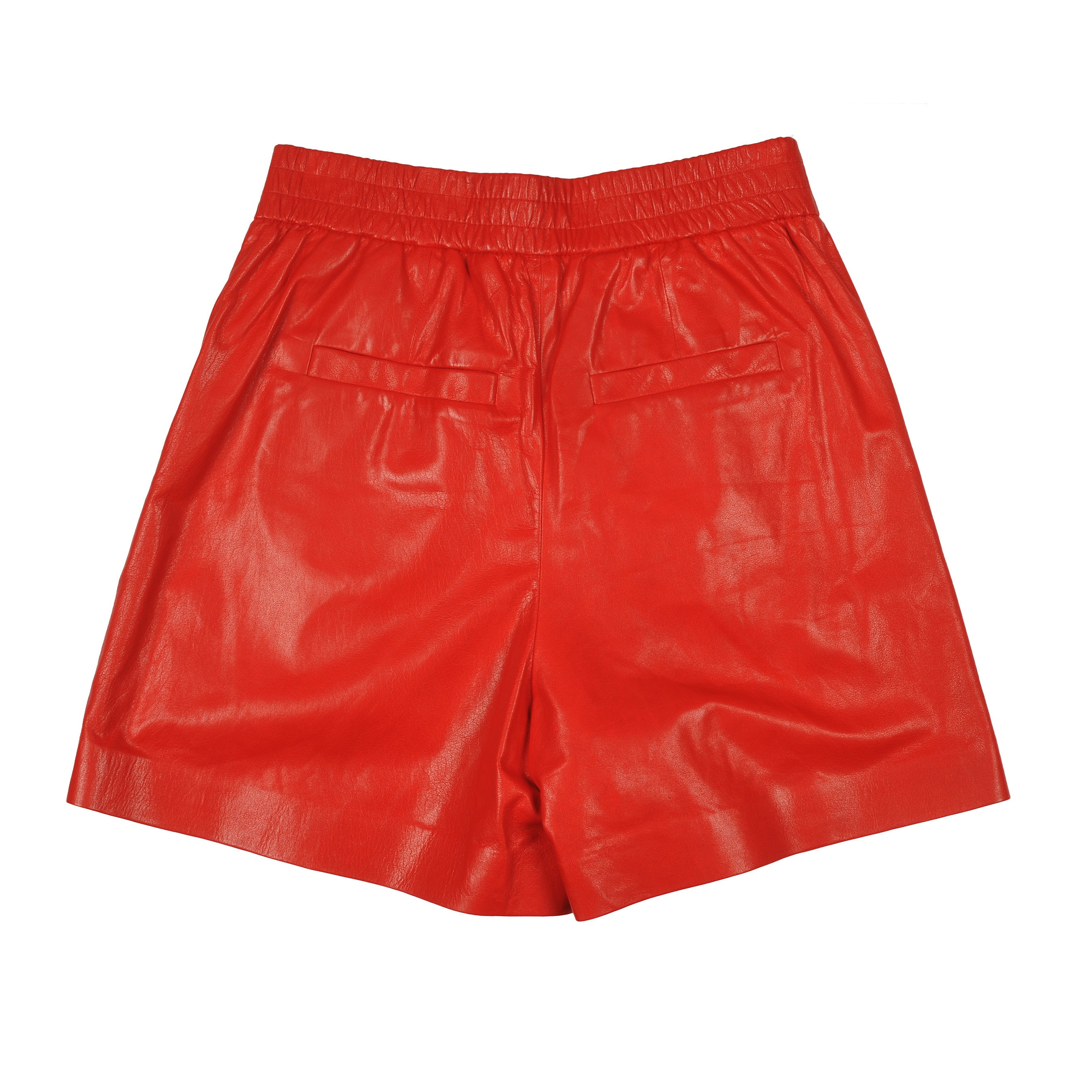 BRUNELLO CUCINELLI WOMEN'S RED LEATHER BERMUDA SHORTS