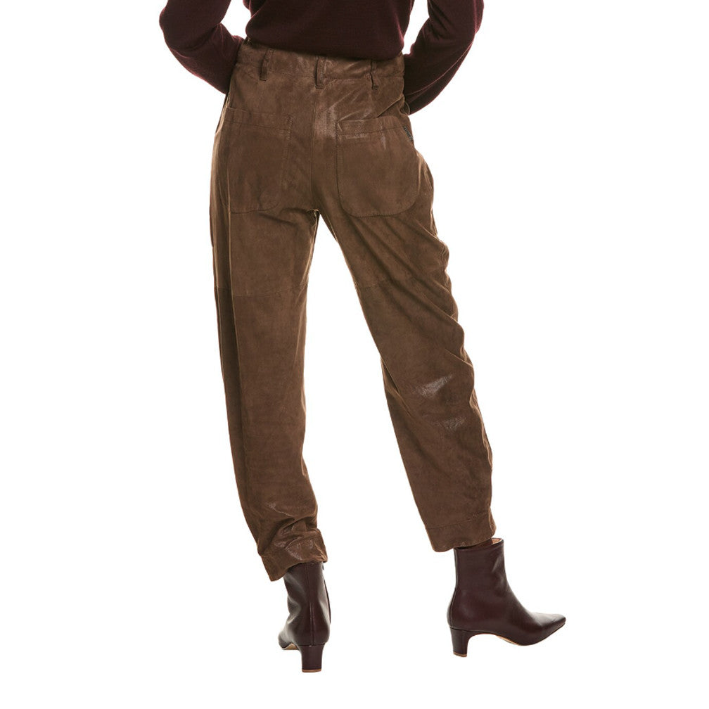 BRUNELLO CUCINELLI WOMEN'S 100% LEATHER CASUAL PANTS/TROUSERS