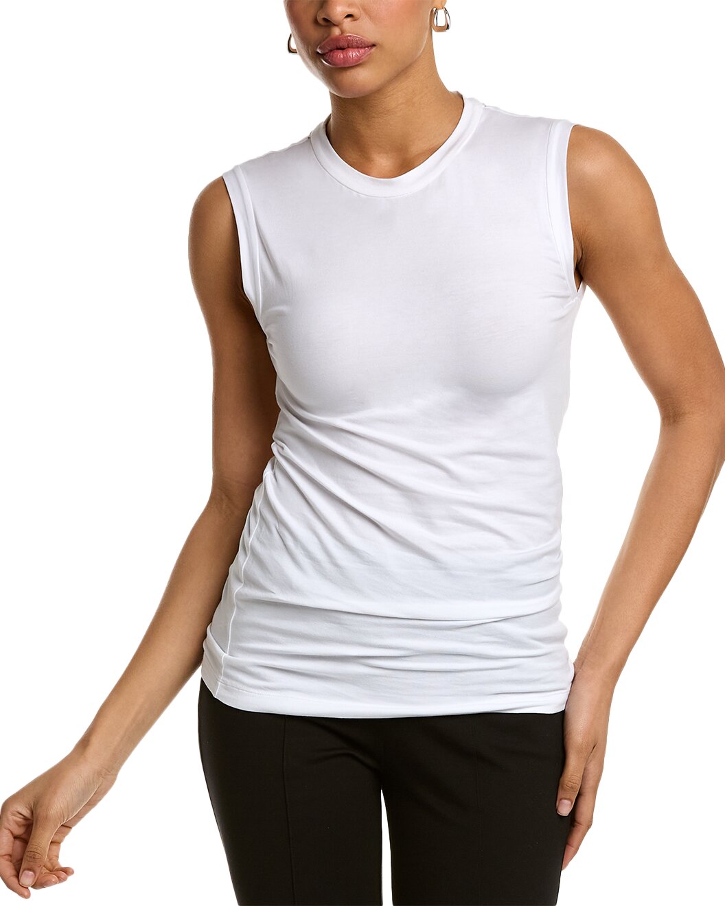 BRUNELLO CUCINELLI WOMEN'S WHITE SLEEVELESS FITTED TOP