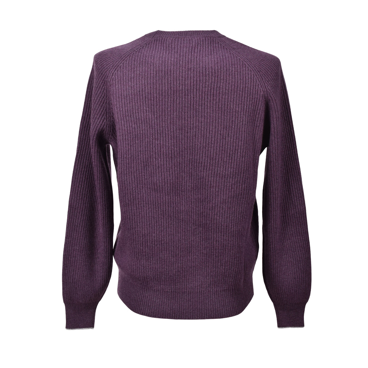 BRUNELLO CUCINELLI MEN'S PLUM CASHMERE CREWNECK SWEATER