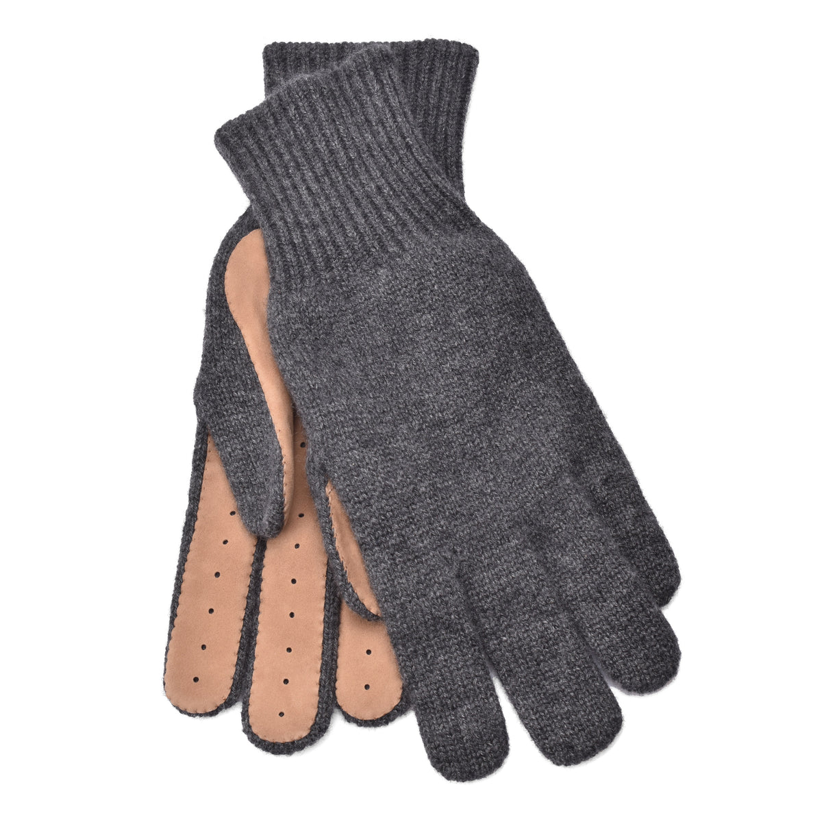 BRUNELLO CUCINELLI MEN'S GRAY CASHMERE SUEDE BLEND GLOVES
