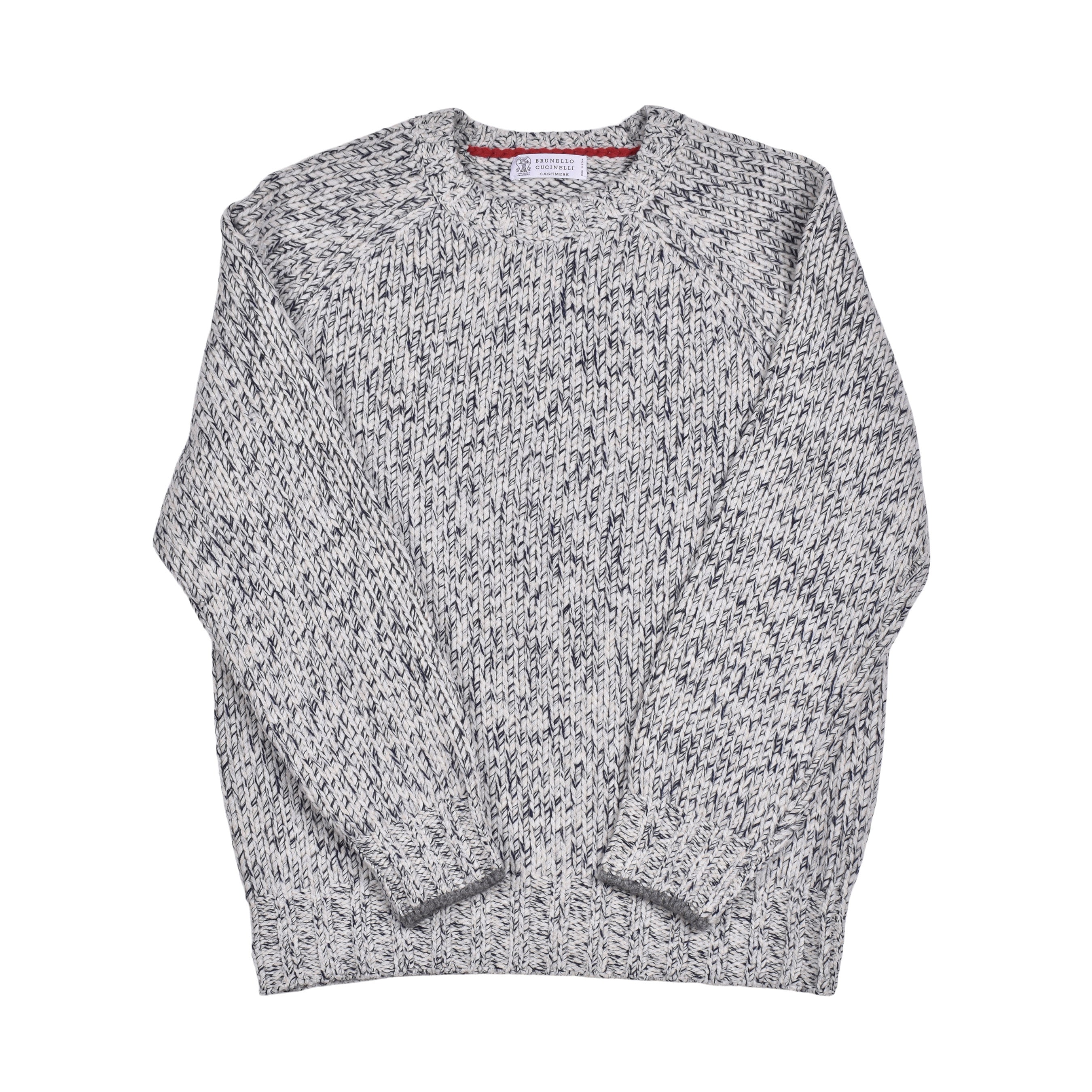 BRUNELLO CUCINELLI MEN'S GRAY CASHMERE KNIT CREW NECK SWEATER