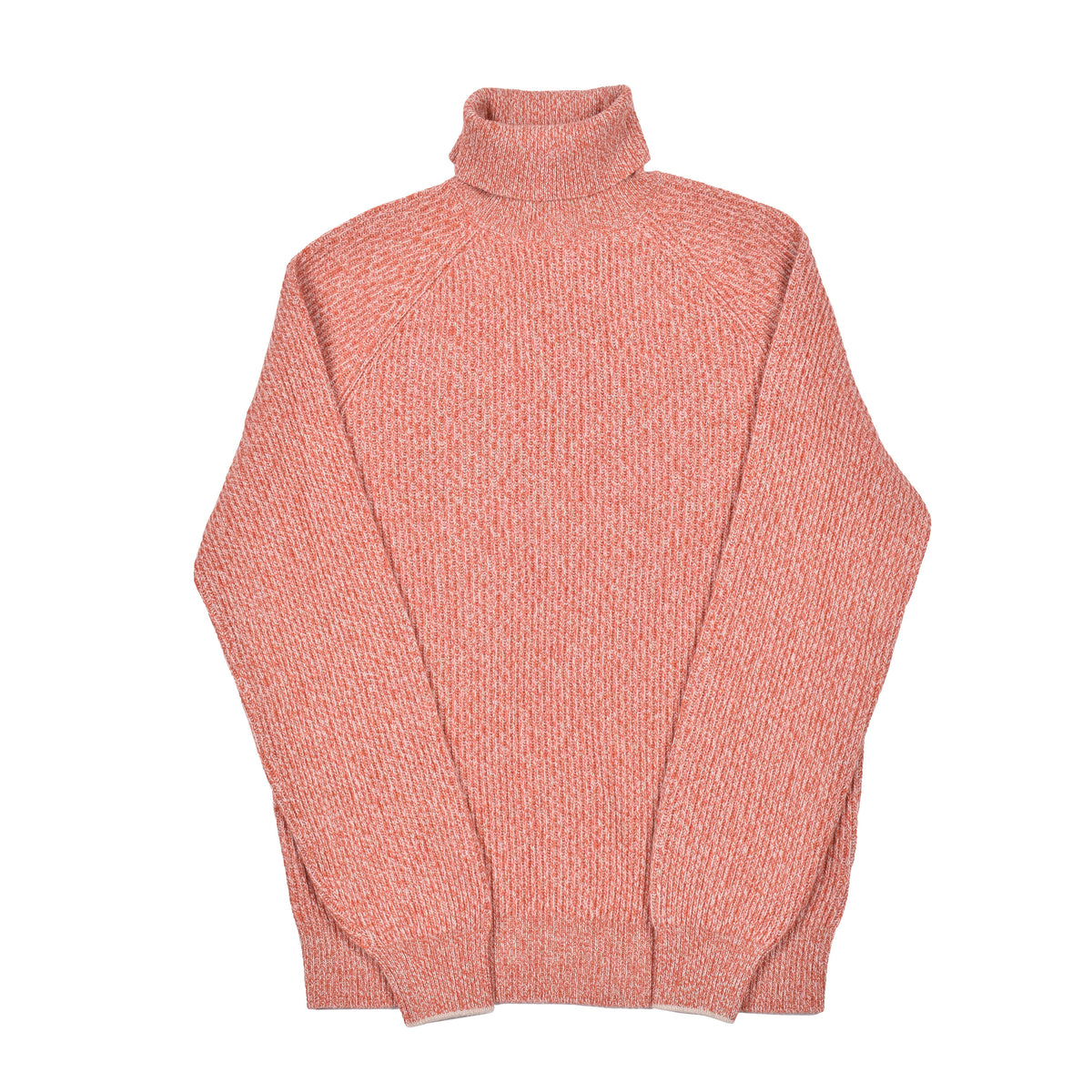 BRUNELLO CUCINELLI MEN'S ORANGE WOOL SILK TURTLENECK SWEATER