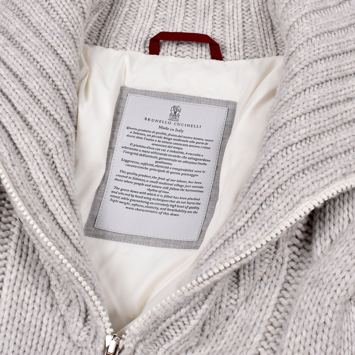 BRUNELLO CUCINELLI MEN'S 100% CASHMERE CARDIGAN STLYE CABLE KNIT PUFFER JACKET