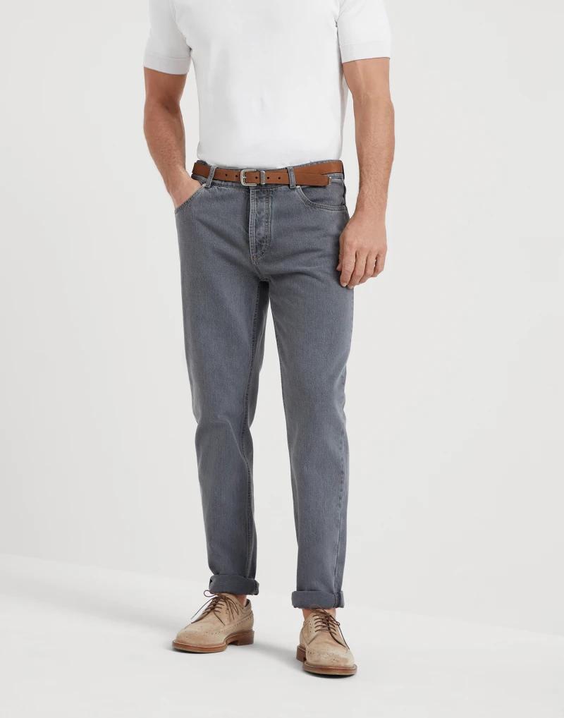 BRUNELLO CUCINELLI MEN'S GREY RELAXED FIT TROUSERS