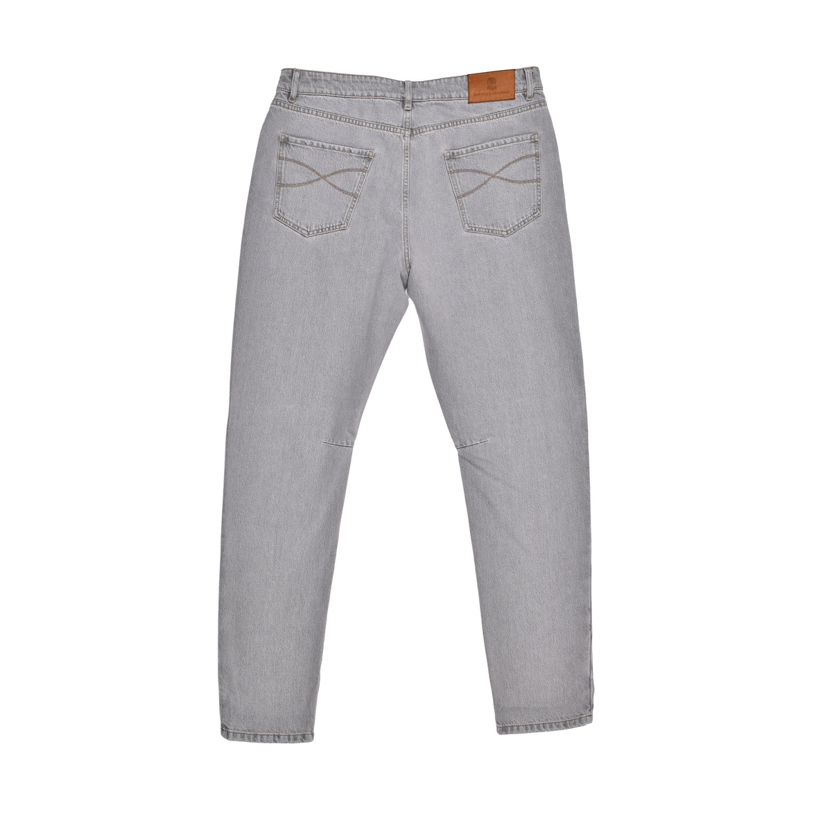 BRUNELLO CUCINELLI MEN'S LIGHT GREY DENIM TROUSERS