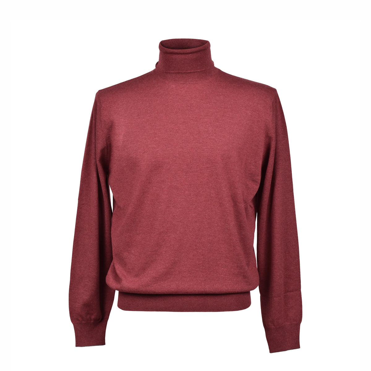 BRUNELLO CUCINELLI MEN'S BURGUNDY CASHMERE TURTLENECK SWEATER