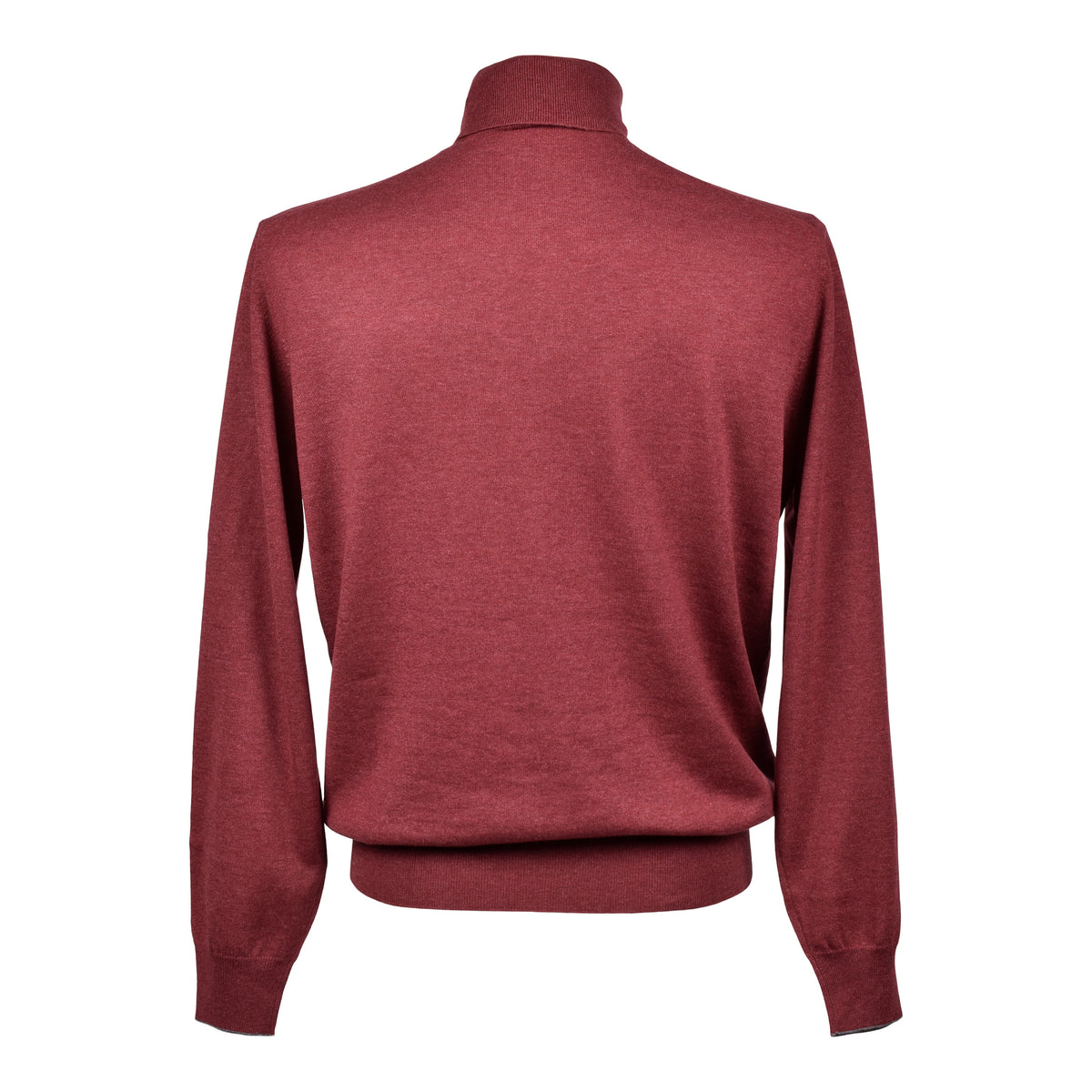 BRUNELLO CUCINELLI MEN'S BURGUNDY CASHMERE TURTLENECK SWEATER