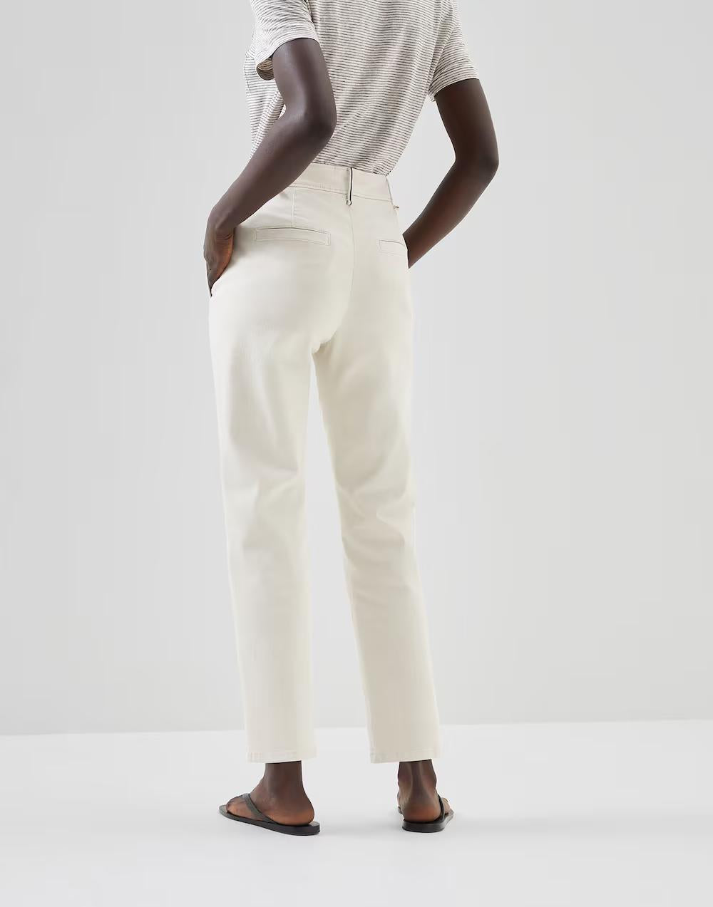 BRUNELLO CUCINELLI WOMEN'S WARM WHITE PLEATED TROUSERS