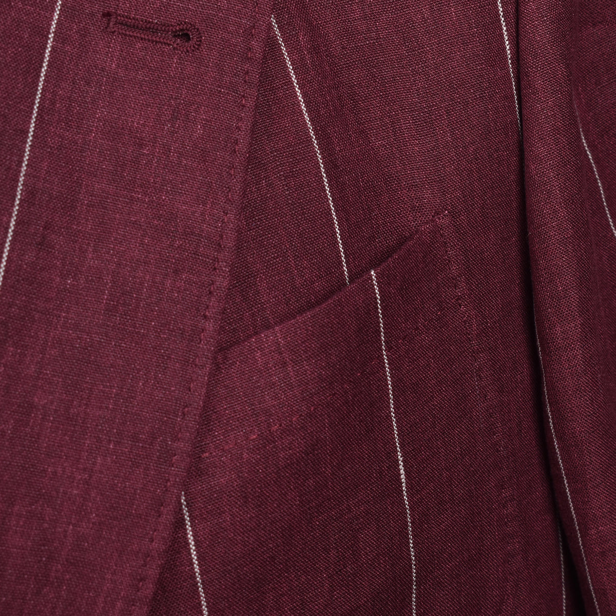 BRUNELLO CUCINELLI MEN'S RED LINEN STRIPED SUIT