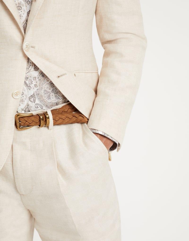 BRUNELLO CUCINELLI MEN'S TAN BRAIDED LEATHER BELT