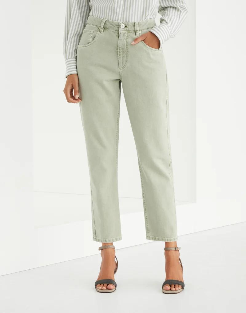 BRUNELLO CUCINELLI WOMEN'S LIGHT GREEN TAILORED TROUSERS