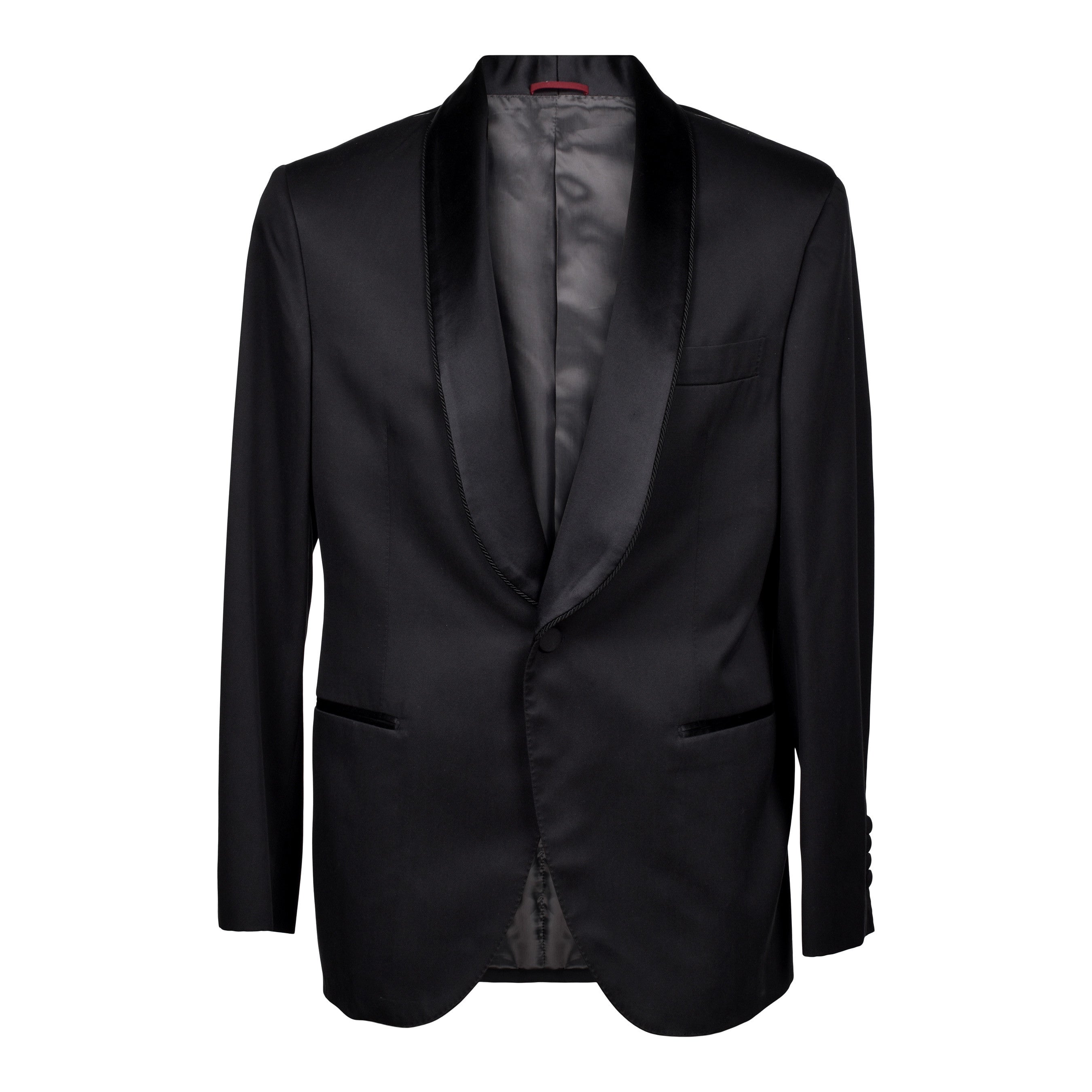 BRUNELLO CUCINELLI MEN'S BLACK SILK TUXEDO JACKET