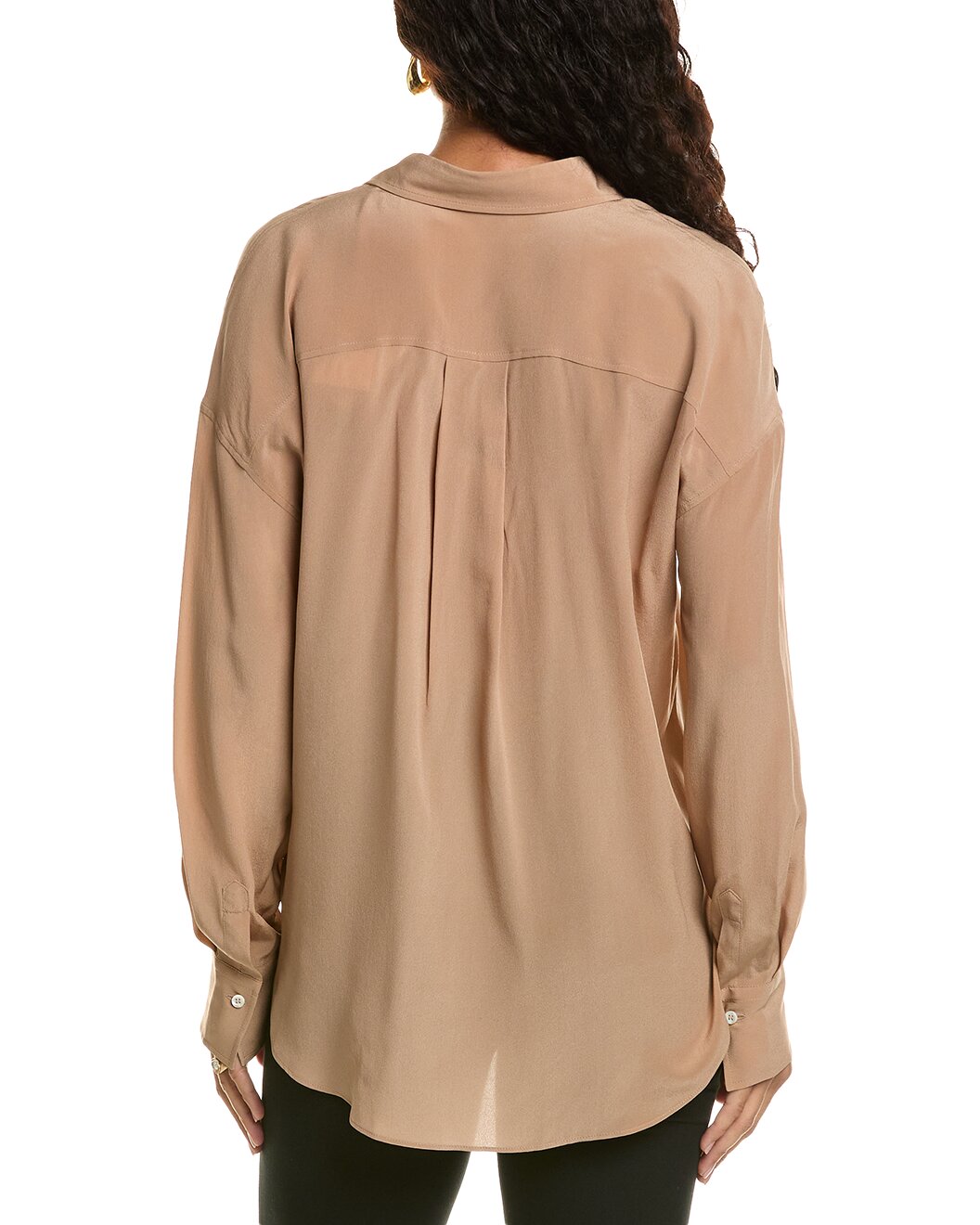 BRUNELLO CUCINELLI WOMEN'S ALMOND SILK RELAXED SHIRT