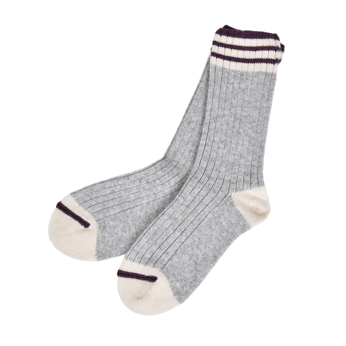 BRUNELLO CUCINELLI MEN'S GRAY CASHMERE TWO-TONE MID-CALF SOCKS
