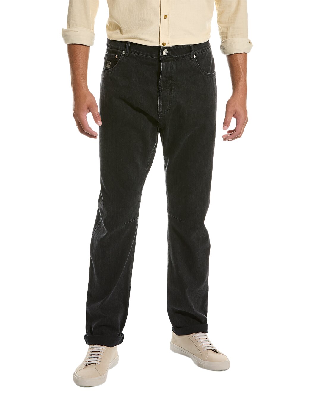 BRUNELLO CUCINELLI MEN'S BLACK RELAXED FIT TROUSERS