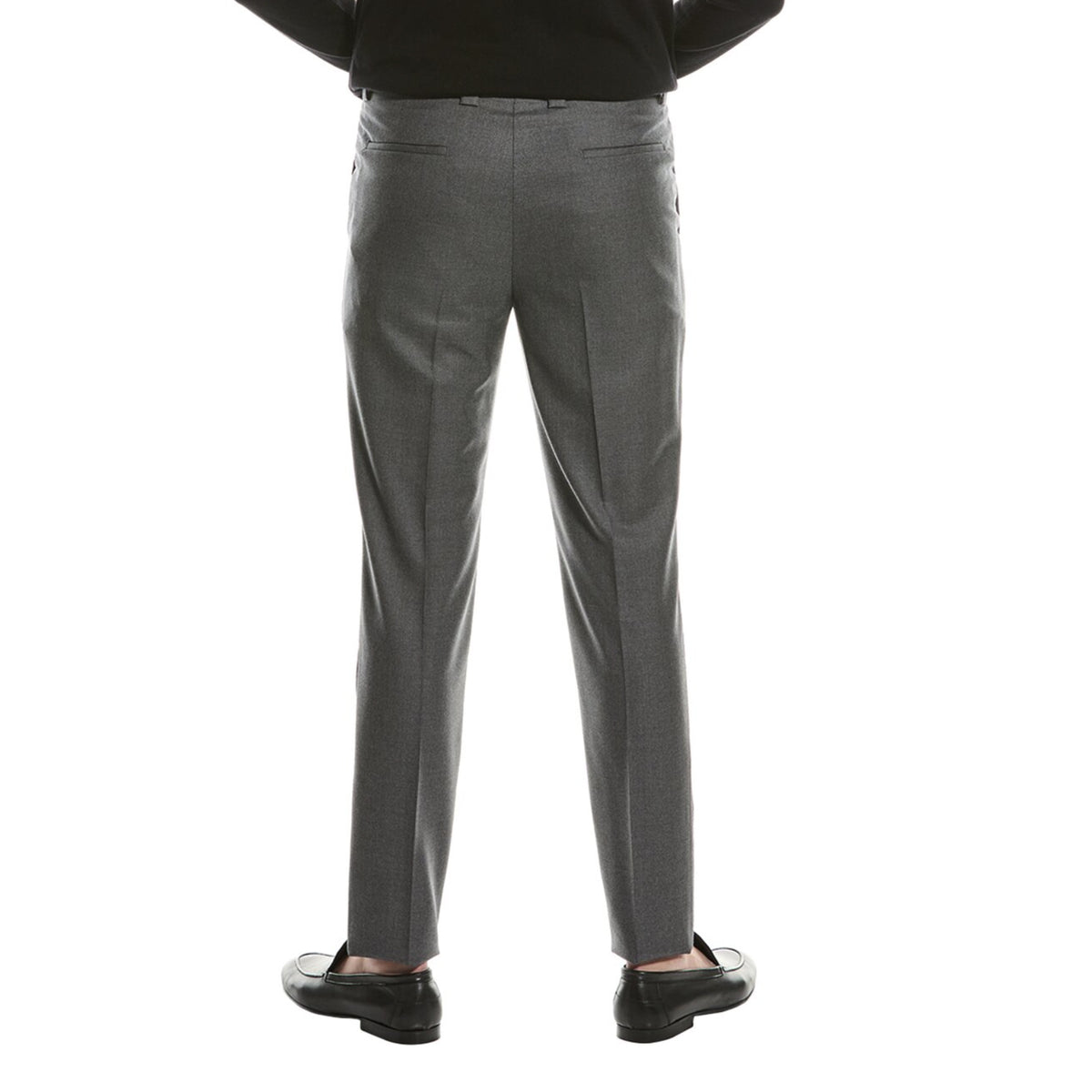 BRUNELLO CUCINELLI MEN'S GREY VIRGIN WOOL PLEATED TROUSERS