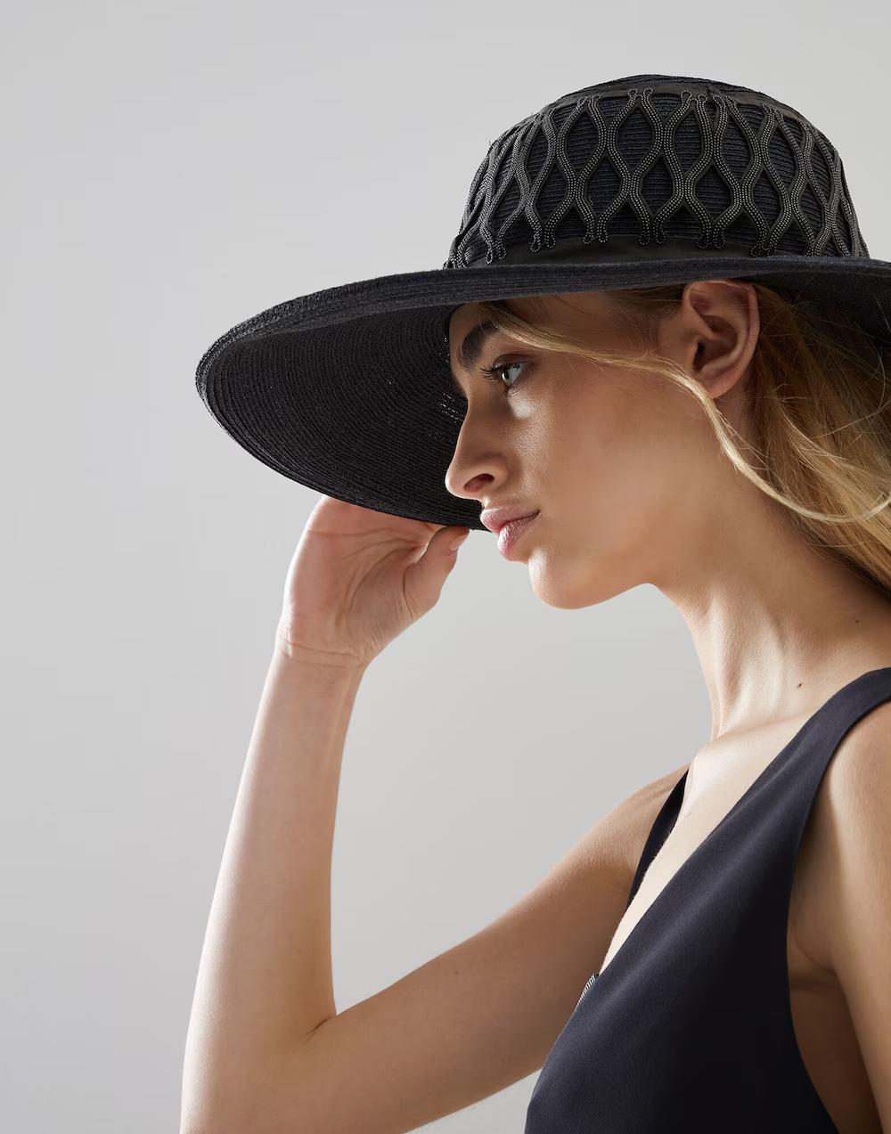 BRUNELLO CUCINELLI WOMEN'S BLACK WIDE BRIM HAT