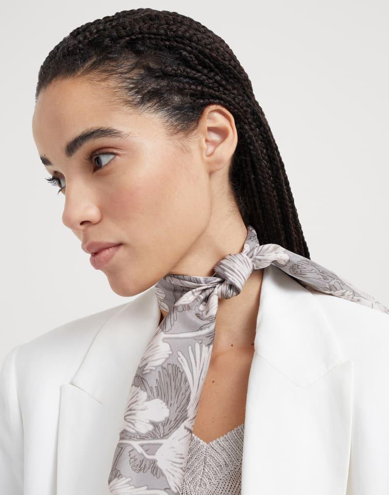 BRUNELLO CUCINELLI WOMEN'S GREY SILK FLORAL SCARF