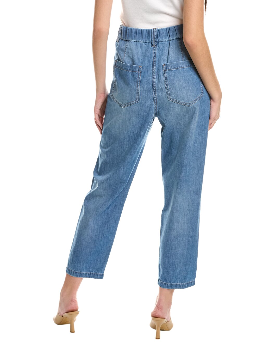 BRUNELLO CUCINELLI WOMEN'S LIGHT BLUE RELAXED DENIM TROUSERS